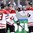 ST. PETERSBURG, RUSSIA - MAY 14: Canada's Mark Scheifele #55 celebrates with Sam Reinhart #23 and Mark Stone #61 after scoring Team Canada's fourth goal of the game during preliminary round action at the 2016 IIHF Ice Hockey World Championship. (Photo by Minas Panagiotakis/HHOF-IIHF Images)

